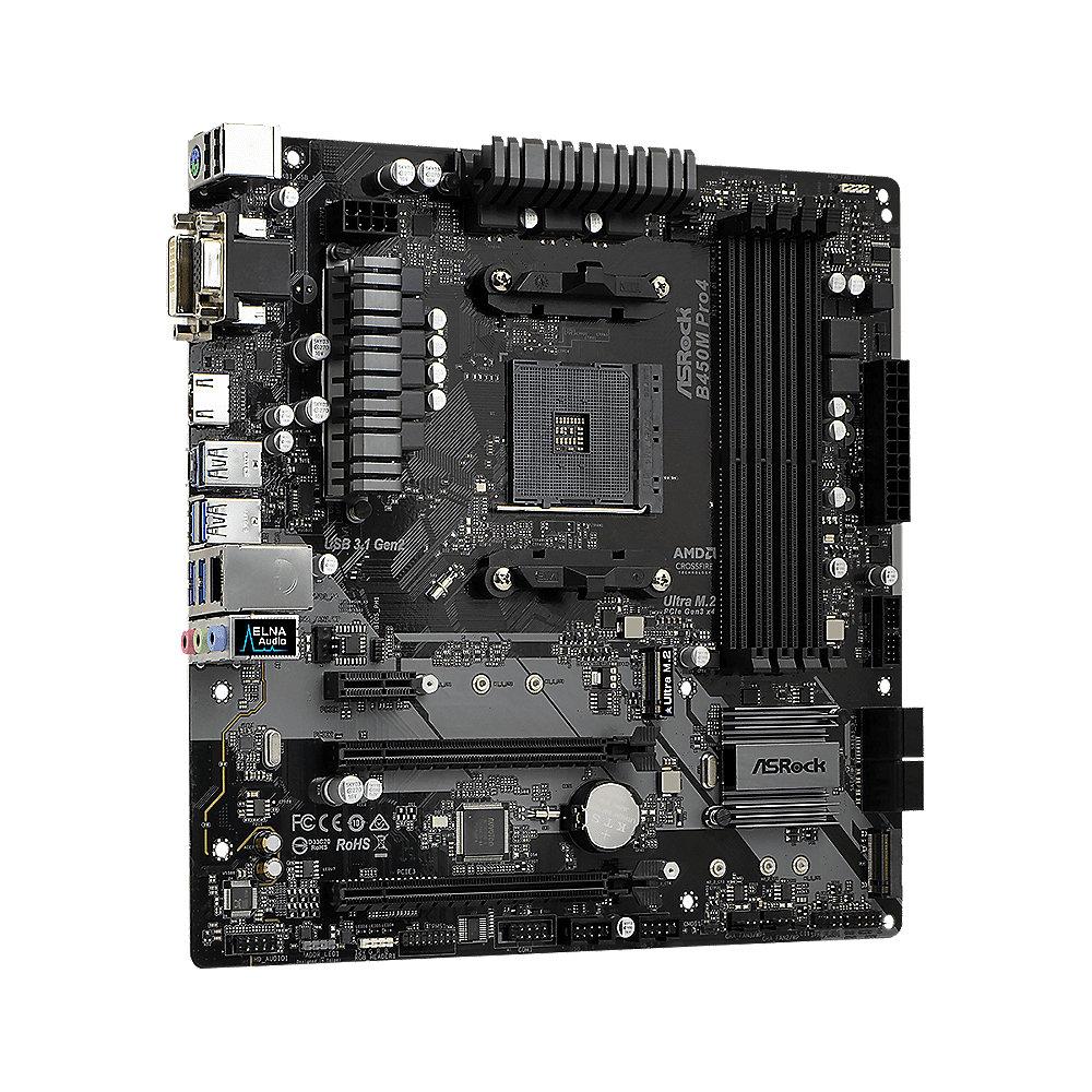 ASRock B450M Pro4 AM4 mATX Mainboard M.2/DVI/HDMI/VGA/USB3.1(Gen2), ASRock, B450M, Pro4, AM4, mATX, Mainboard, M.2/DVI/HDMI/VGA/USB3.1, Gen2,