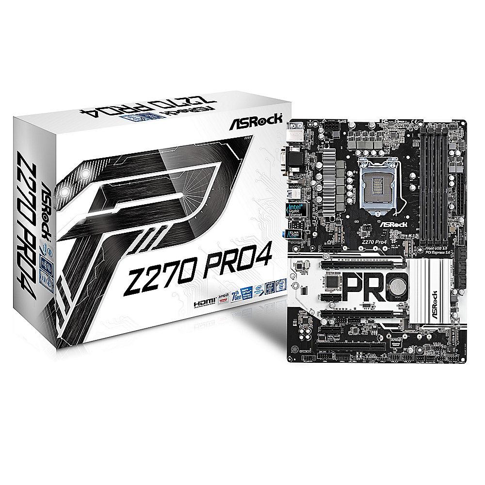 ASRock Z270 Pro4 ATX Mainboard Sockel 1151 USB3.0 (Typ C) M.2/HDMI/DVI/VGA