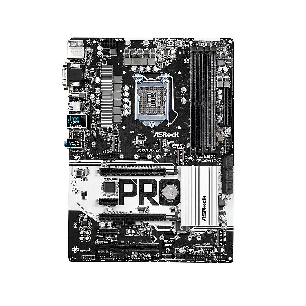 ASRock Z270 Pro4 ATX Mainboard Sockel 1151 USB3.0 (Typ C) M.2/HDMI/DVI/VGA, ASRock, Z270, Pro4, ATX, Mainboard, Sockel, 1151, USB3.0, Typ, C, M.2/HDMI/DVI/VGA