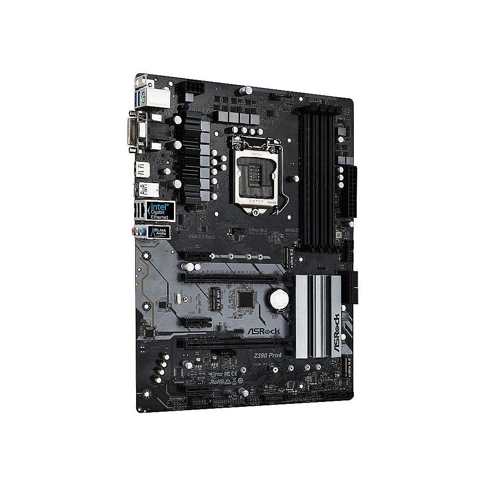 ASRock Z390 Pro4 ATX Mainboard Sockel 1151 2xM.2/DVI/HDMI/VGA/USB3.1(A C), ASRock, Z390, Pro4, ATX, Mainboard, Sockel, 1151, 2xM.2/DVI/HDMI/VGA/USB3.1, A, C,