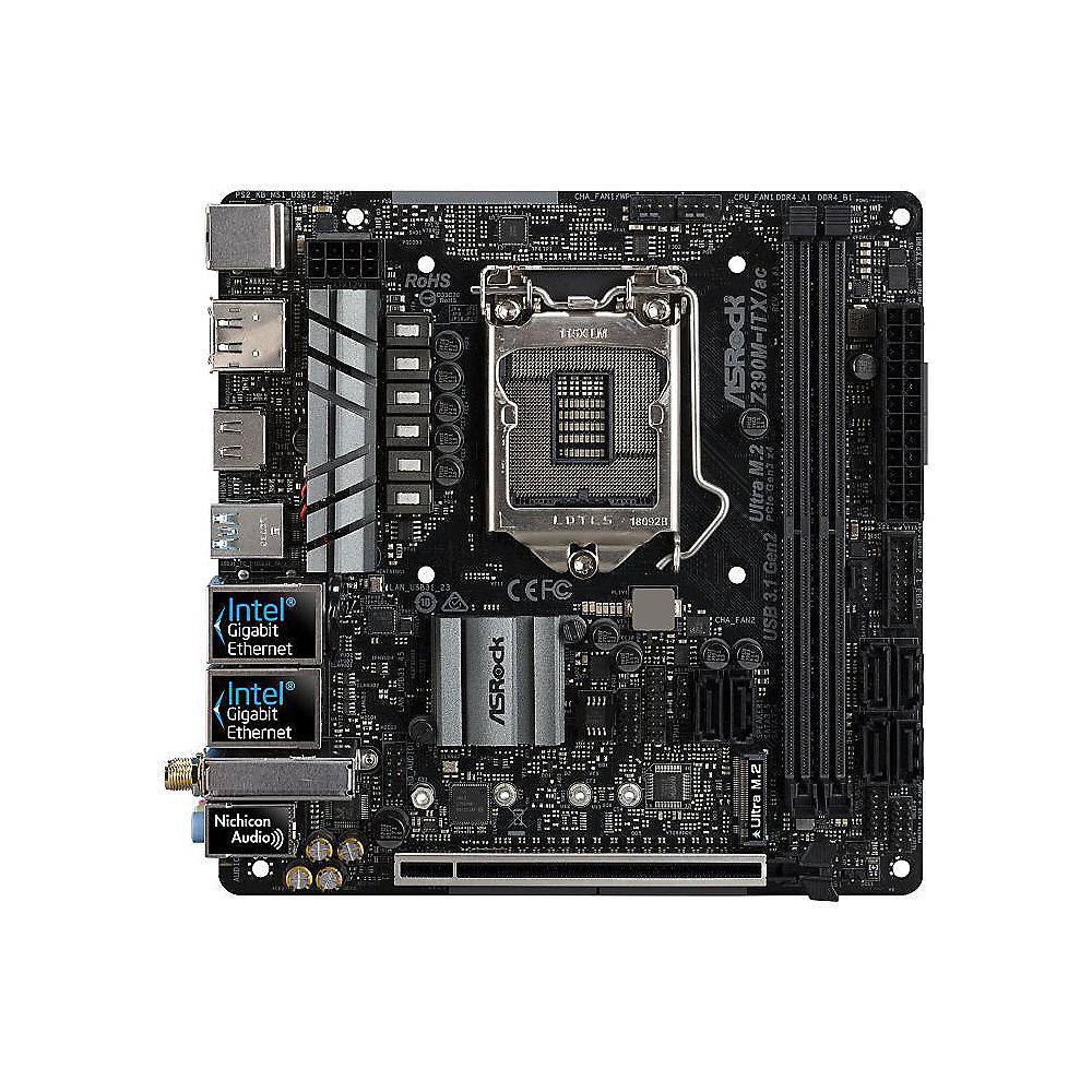 ASRock Z390M-ITX/ac Mainboard Sockel 1151 2xM.2/2xGL/HDMI/DP, ASRock, Z390M-ITX/ac, Mainboard, Sockel, 1151, 2xM.2/2xGL/HDMI/DP