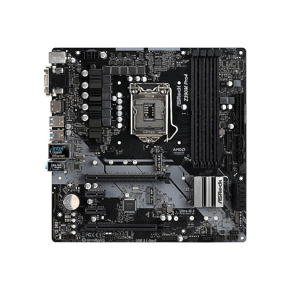 ASRock Z390M Pro4 microATX Mainboard Sockel 1151 2xM.2/DVI/HDMI/VGA/USB3.1(A C), ASRock, Z390M, Pro4, microATX, Mainboard, Sockel, 1151, 2xM.2/DVI/HDMI/VGA/USB3.1, A, C,