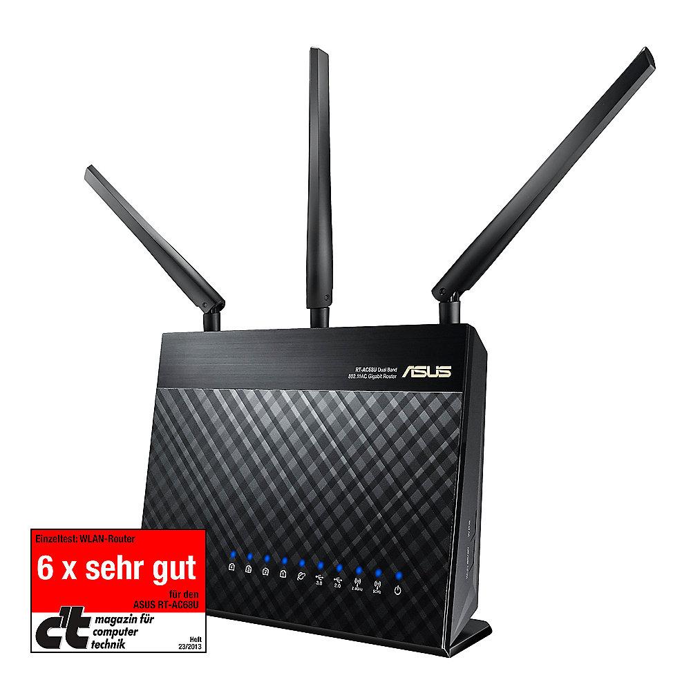 ASUS AC1900 RT-AC68U 1900Mbit DualBand WLAN Gigabit Router, ASUS, AC1900, RT-AC68U, 1900Mbit, DualBand, WLAN, Gigabit, Router