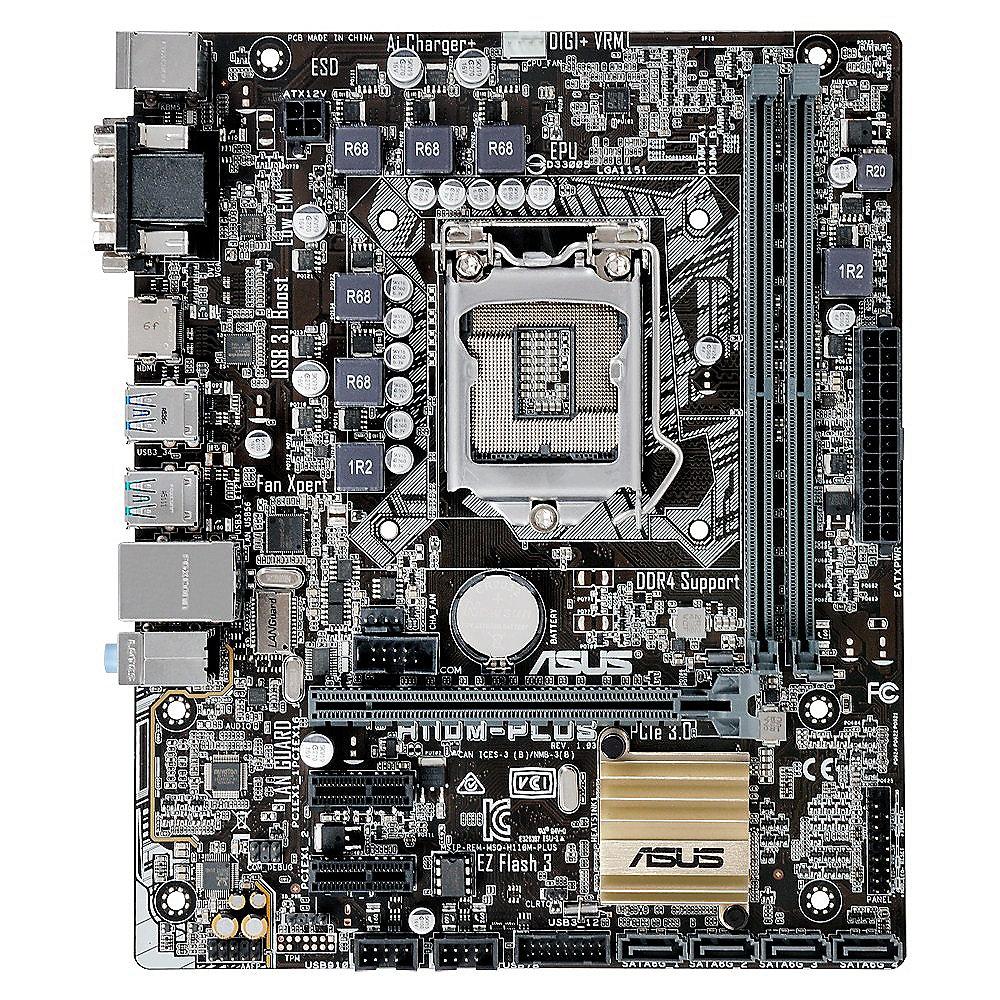 ASUS H110M-PLUS USB3.1/GL/SATA600/DVI/VGA/HDMI mATX Mainboard Sockel 1151