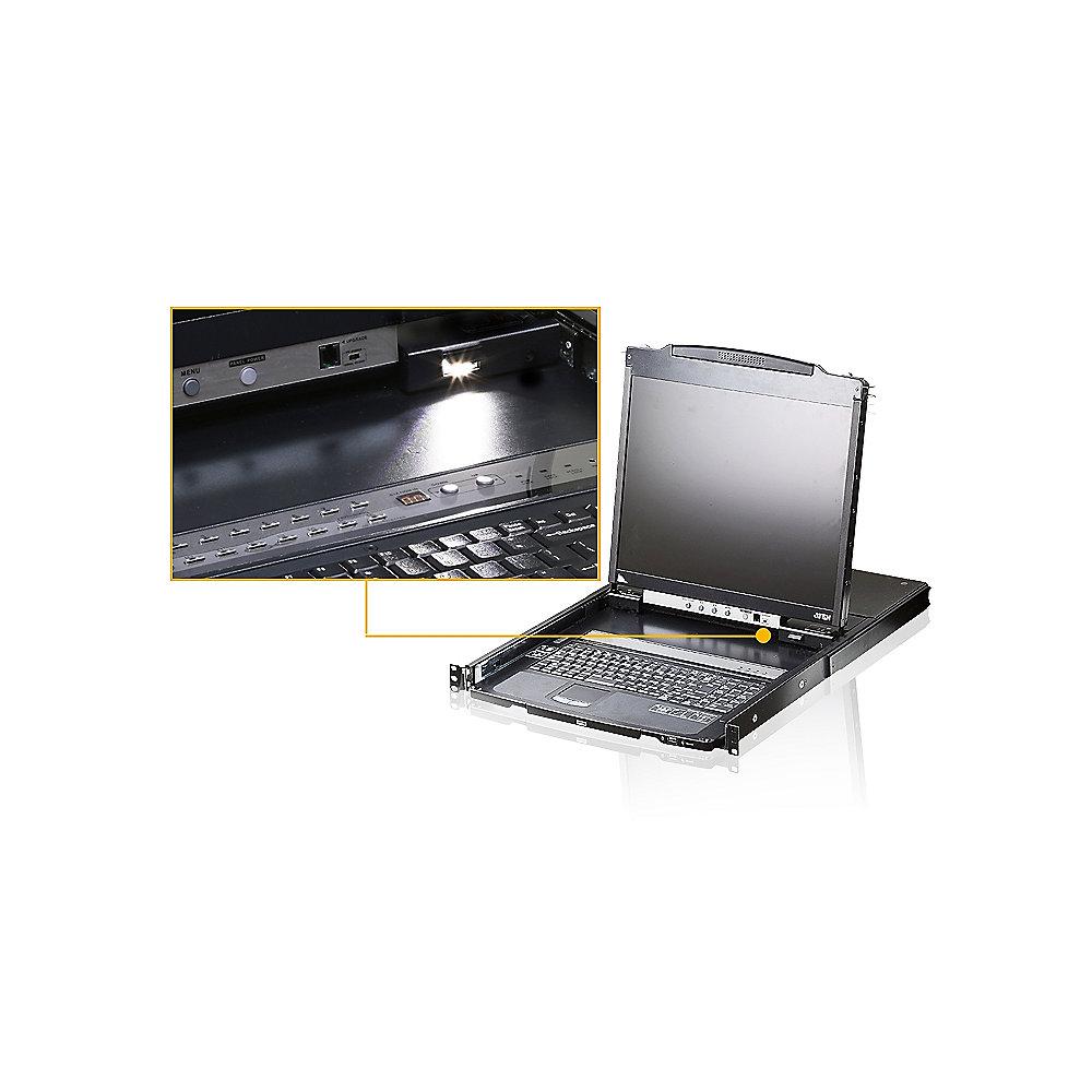 Aten 19-Zoll LCD-Konsole (USB PS/2 VGA)   USB-Port für Peripheriegeräte schwarz