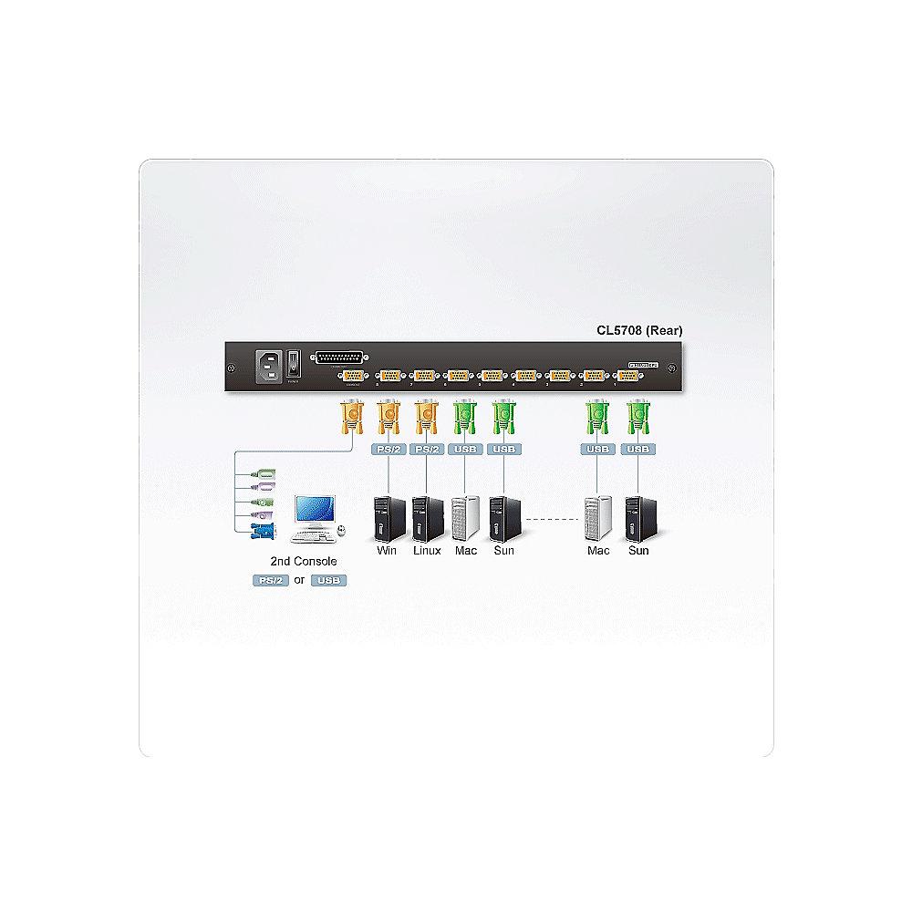 Aten CL5708M 8-fach 17-Zoll-LCD-KVM-Konsole (USB - PS/2 VGA) schwarz CL5708M, Aten, CL5708M, 8-fach, 17-Zoll-LCD-KVM-Konsole, USB, PS/2, VGA, schwarz, CL5708M