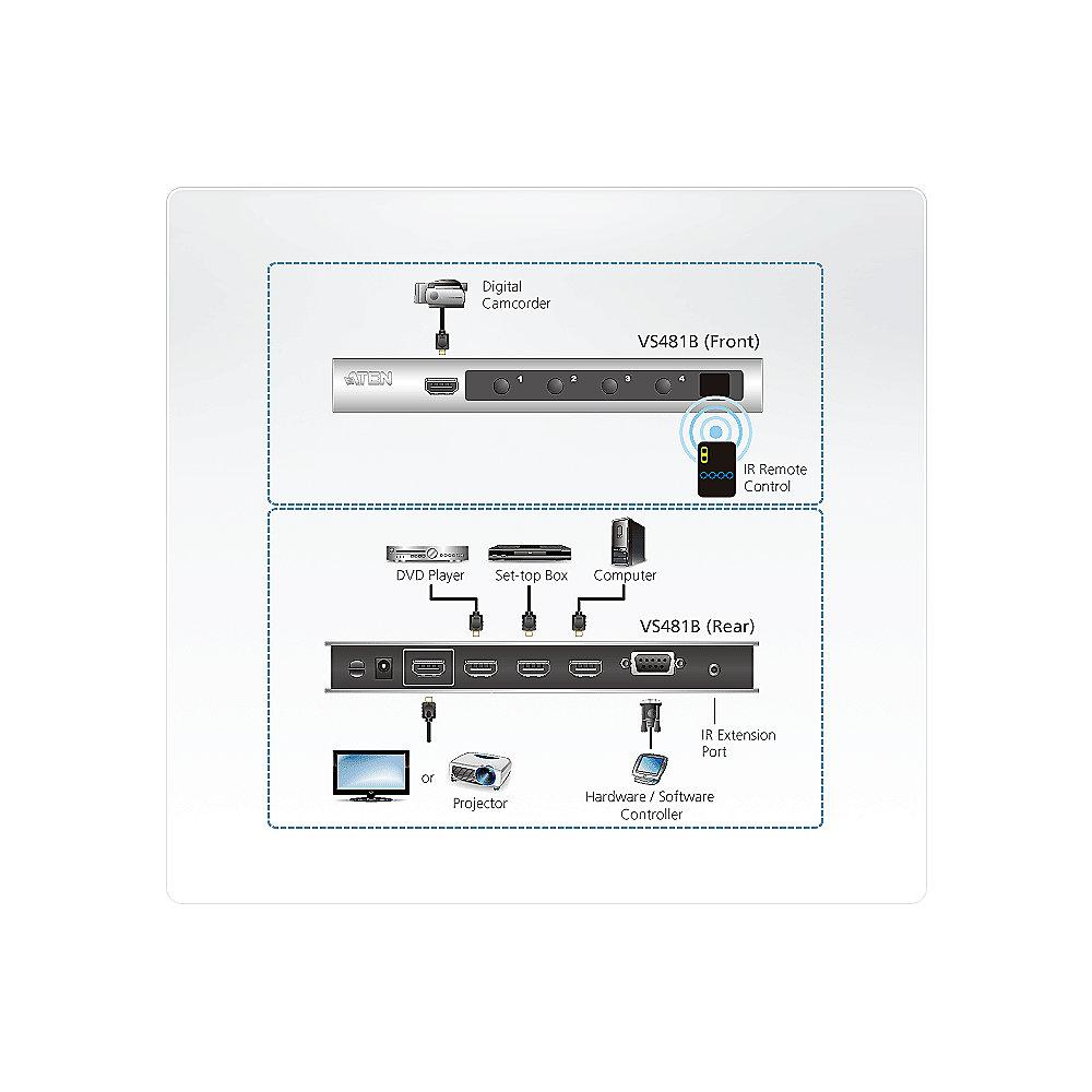 Aten VS481B HDMI Umschalter elektronisch 4-fach 4K / Ultra HD