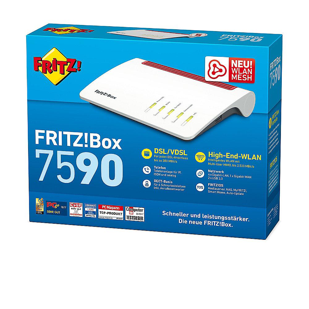 AVM FRITZ!Box 7590 WLAN-ac VDSL/DSL MU-MIMO Router mit VoIP Telefonie und DECT