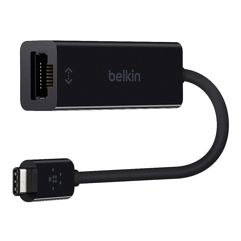 Belkin USB-C auf Gigabit-Ethernet-Adapter (15cm) schwarz, Belkin, USB-C, Gigabit-Ethernet-Adapter, 15cm, schwarz