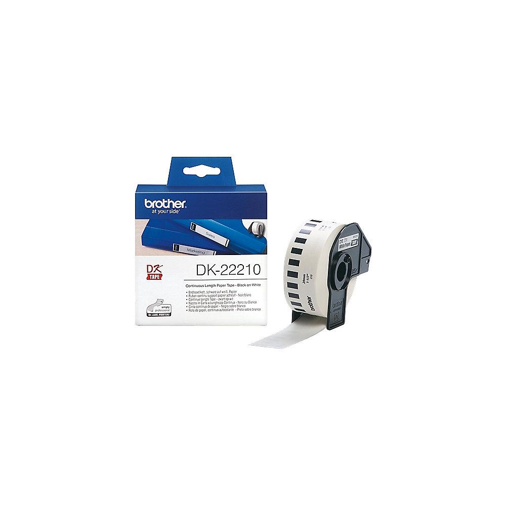 Brother DK22210 Endlos-Etikett Papier-weiß, 29 mm x 30,48 m