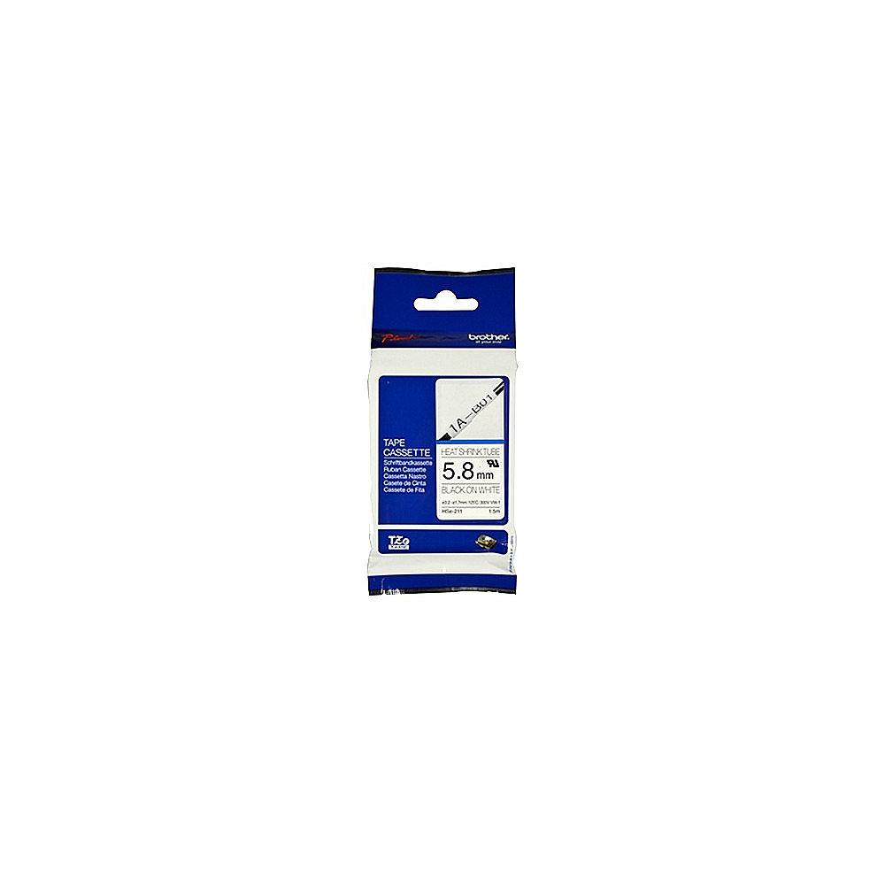 Brother HSE-211 Schrumpfschlauch bedruckbar schwarz/weiß 1,5m x 5,8mm