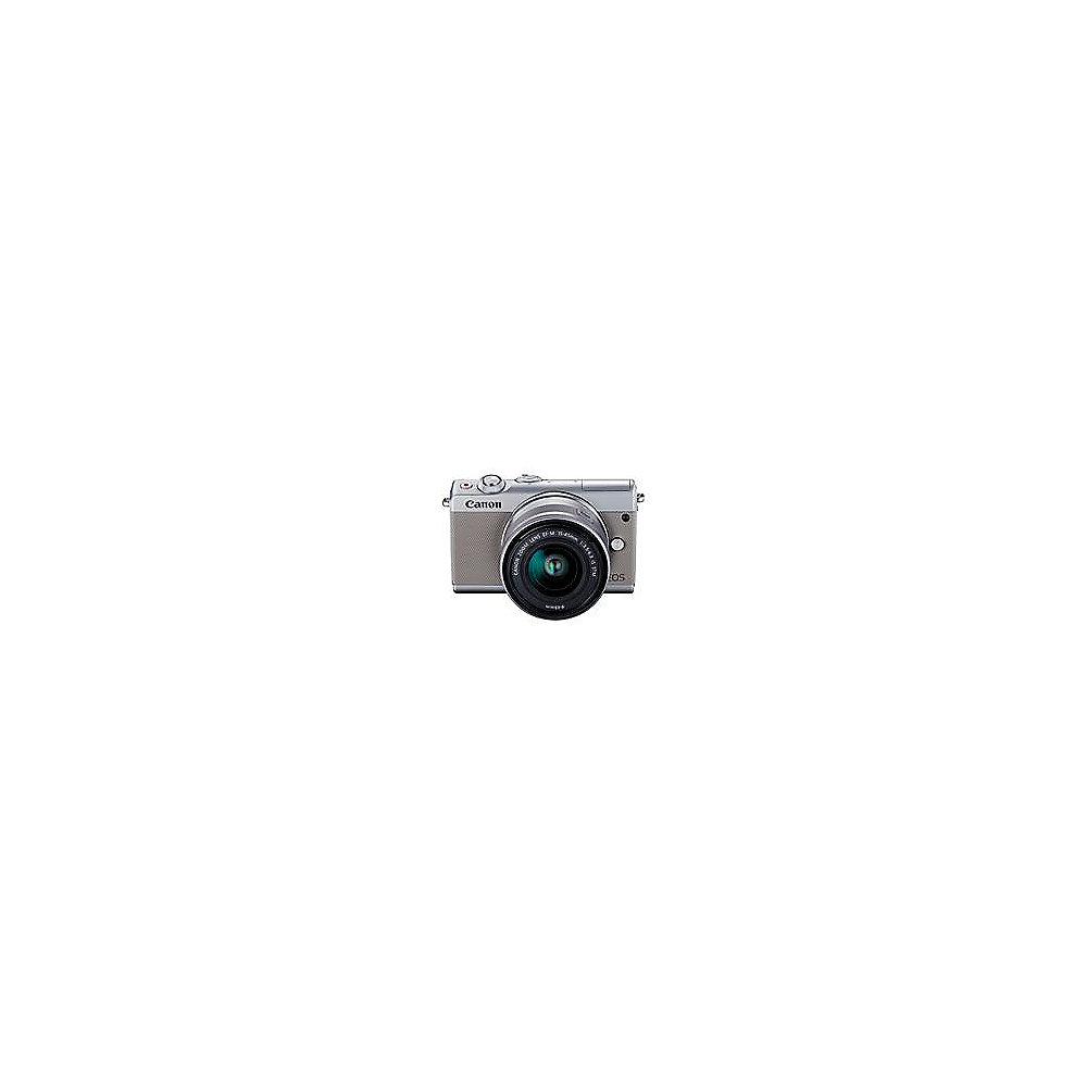 Canon EOS M100 Kit 15-45mm & 55-200mm Systemkamera grau