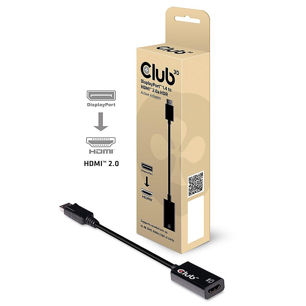 Club 3D DisplayPort 1.4 Adapter DP zu HDMI 2.0a HDR aktiv St./Bu. schwarz