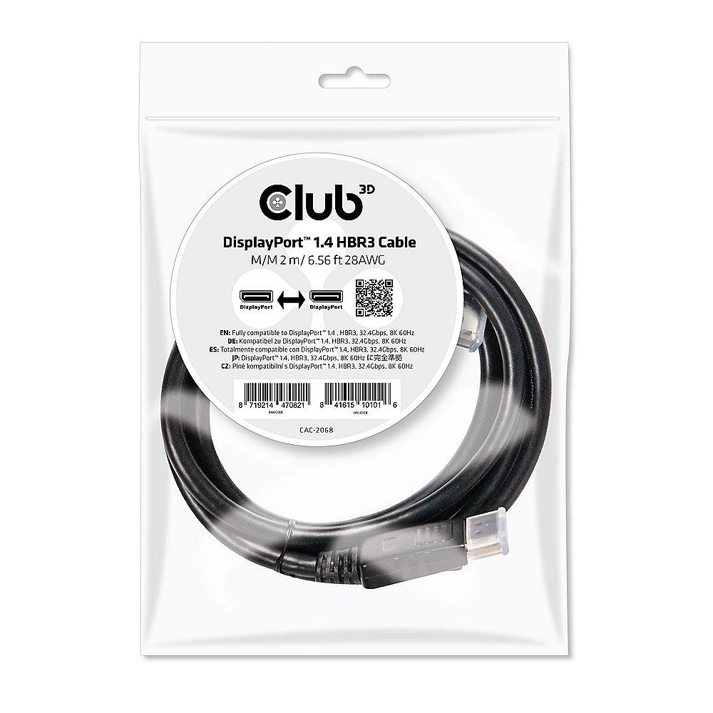 Club 3D DisplayPort 1.4 Kabel 2m DP zu DP HBR3 St./St. schwarz CAC-2068