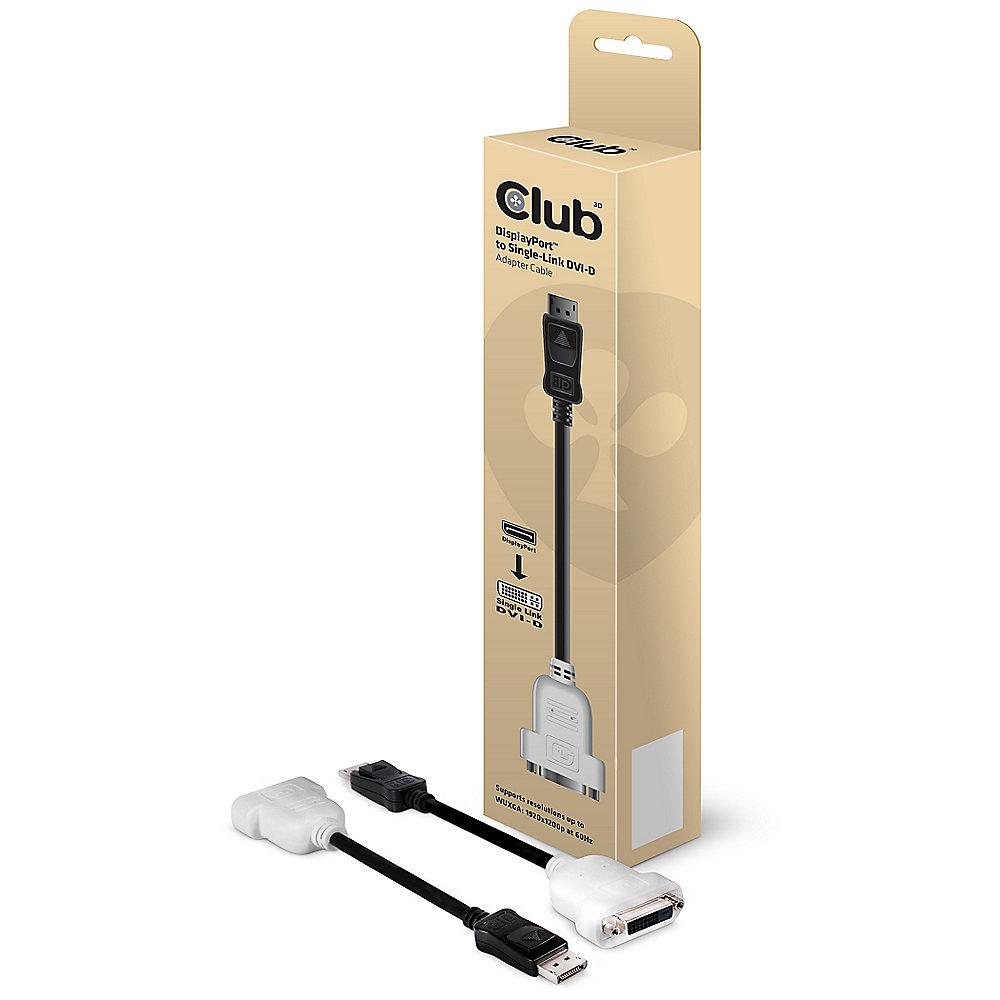 Club 3D Displayport Adapterkabel 0,25m DP zu DVI passiv St./Bu. schwarz CAC-1000, Club, 3D, Displayport, Adapterkabel, 0,25m, DP, DVI, passiv, St./Bu., schwarz, CAC-1000