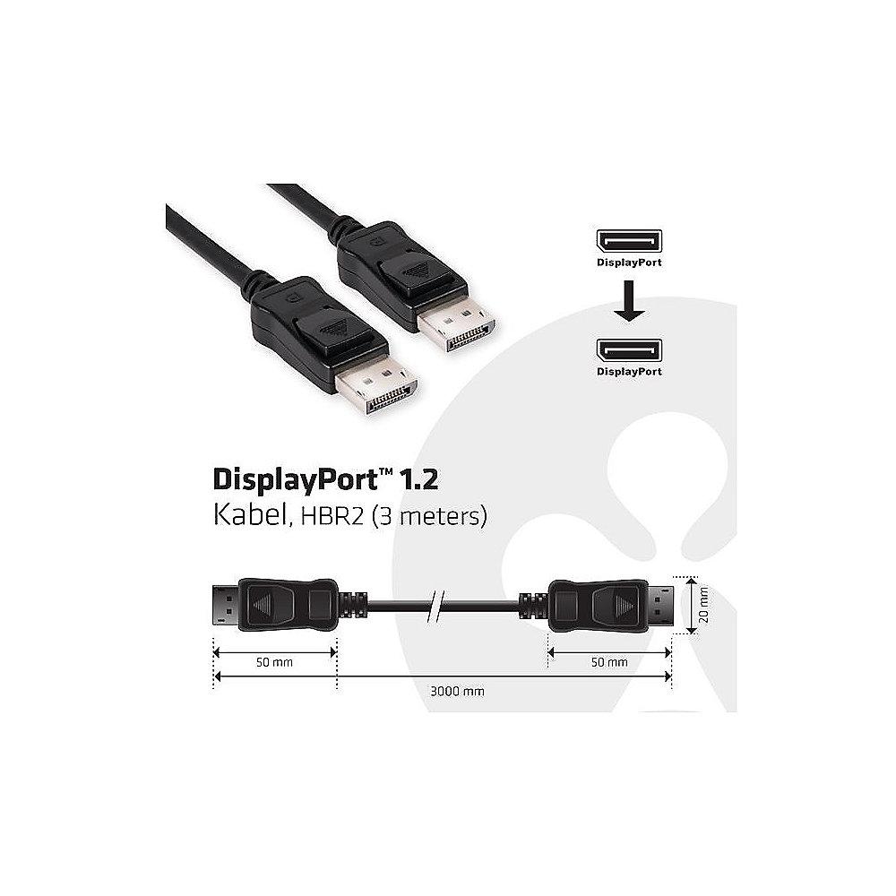 Club 3D DisplayPort Kabel 3m 4K 60Hz HBR2 UHD St./St. schwarz CAC-1064, Club, 3D, DisplayPort, Kabel, 3m, 4K, 60Hz, HBR2, UHD, St./St., schwarz, CAC-1064