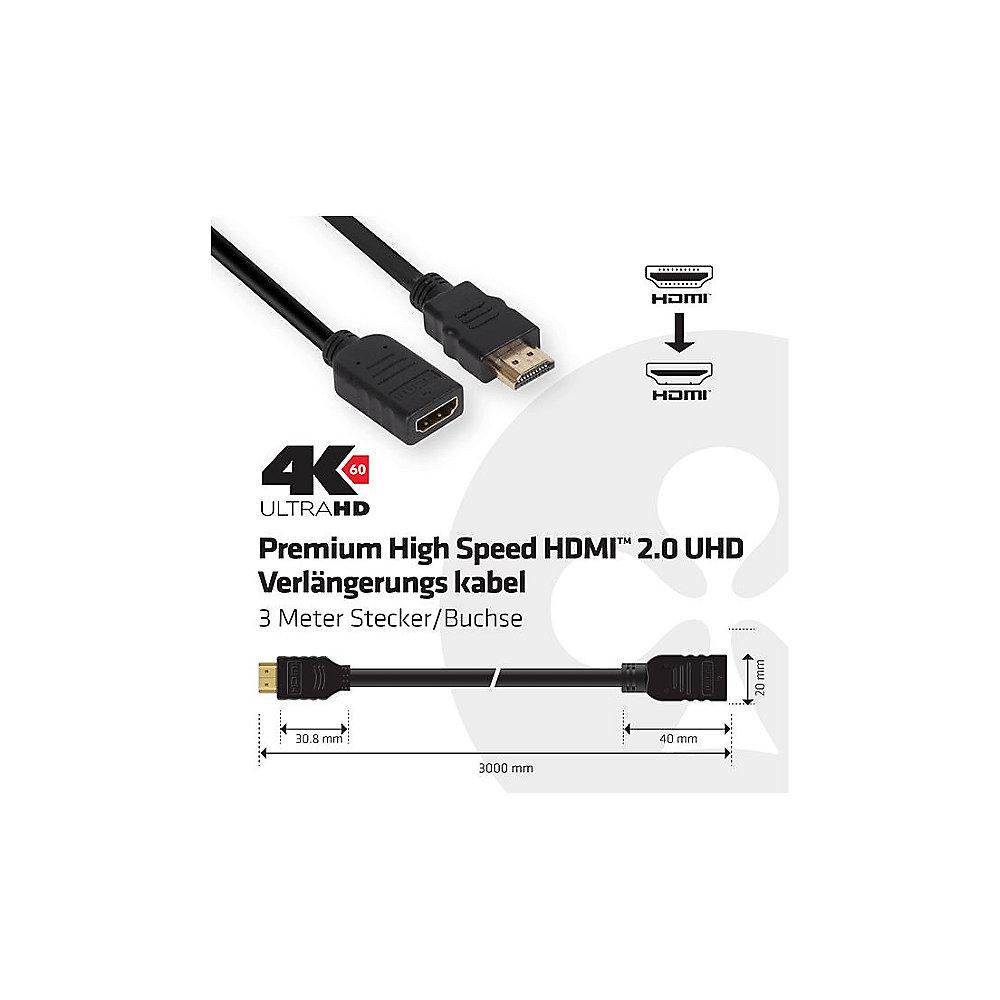 Club 3D HDMI 2.0 Kabel 3m Premium High Speed UHD 4K60Hz St./Bu. schwarz CAC-1321