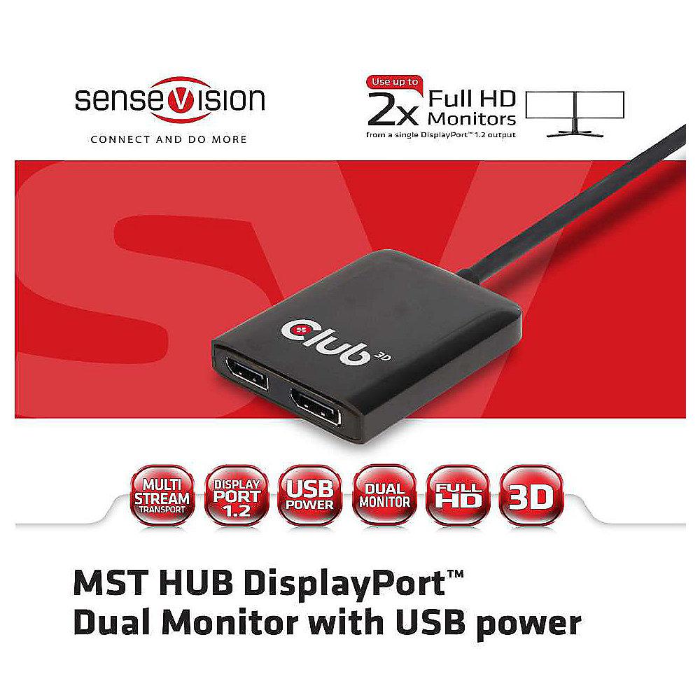 Club 3D MST Hub DisplayPort 1-2 USB powered CSV-6200, Club, 3D, MST, Hub, DisplayPort, 1-2, USB, powered, CSV-6200