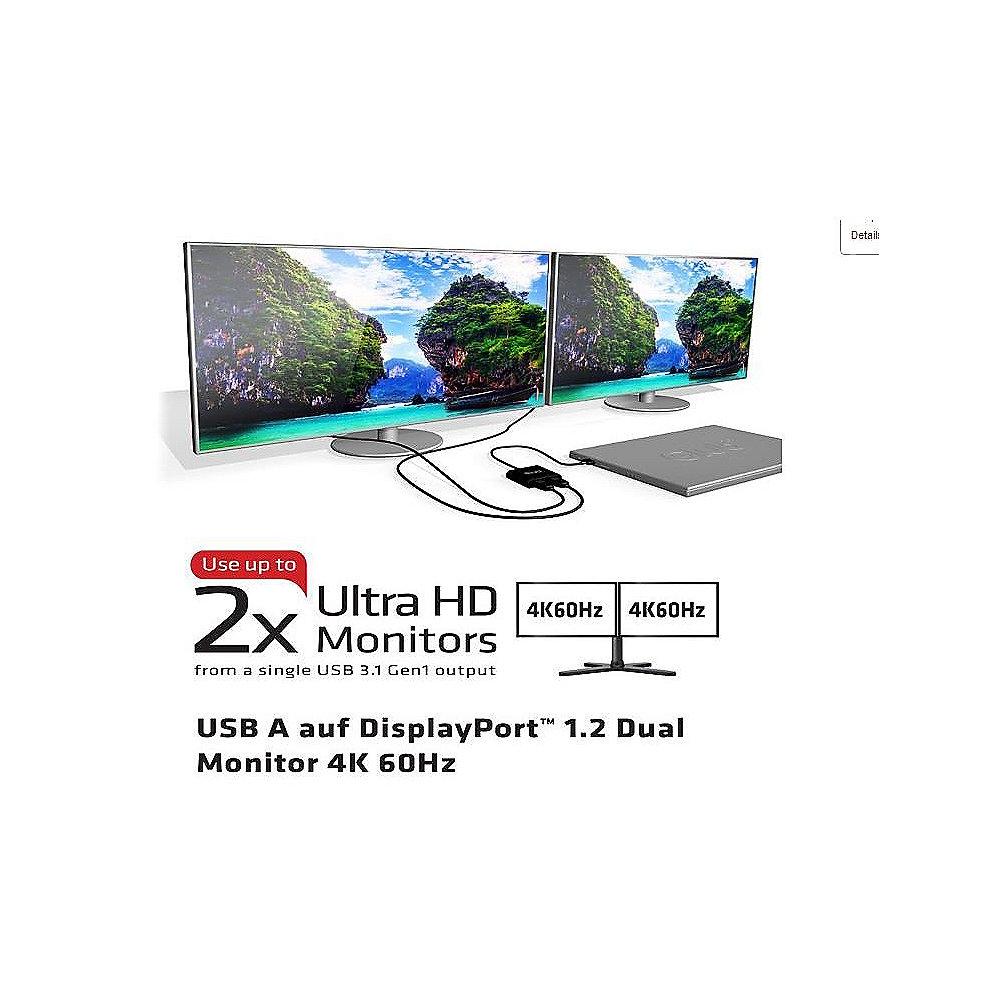 Club 3D USB 3.1 Adapter Typ-A zu DP Dual Monitor 4K 60Hz St./Bu. CSV-1477