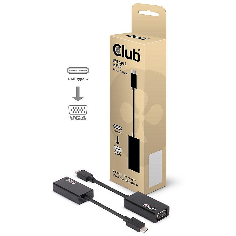 Club 3D USB 3.1 Adapter Typ-C zu VGA aktiv St./Bu. schwarz CAC-1502, Club, 3D, USB, 3.1, Adapter, Typ-C, VGA, aktiv, St./Bu., schwarz, CAC-1502