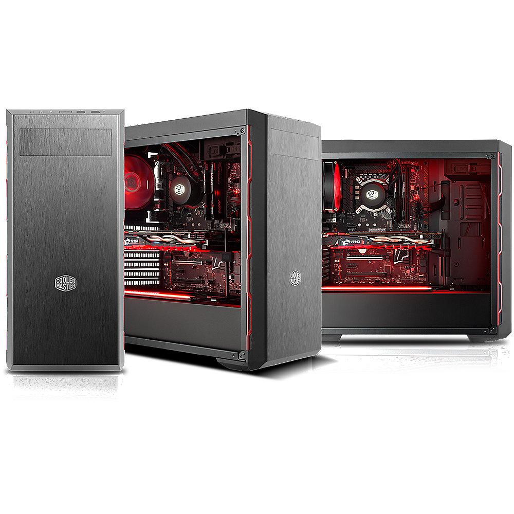 Cooler Master MasterBox MB600L Midi Tower ATX Gehäuse mit Sichtfenster sw/rot