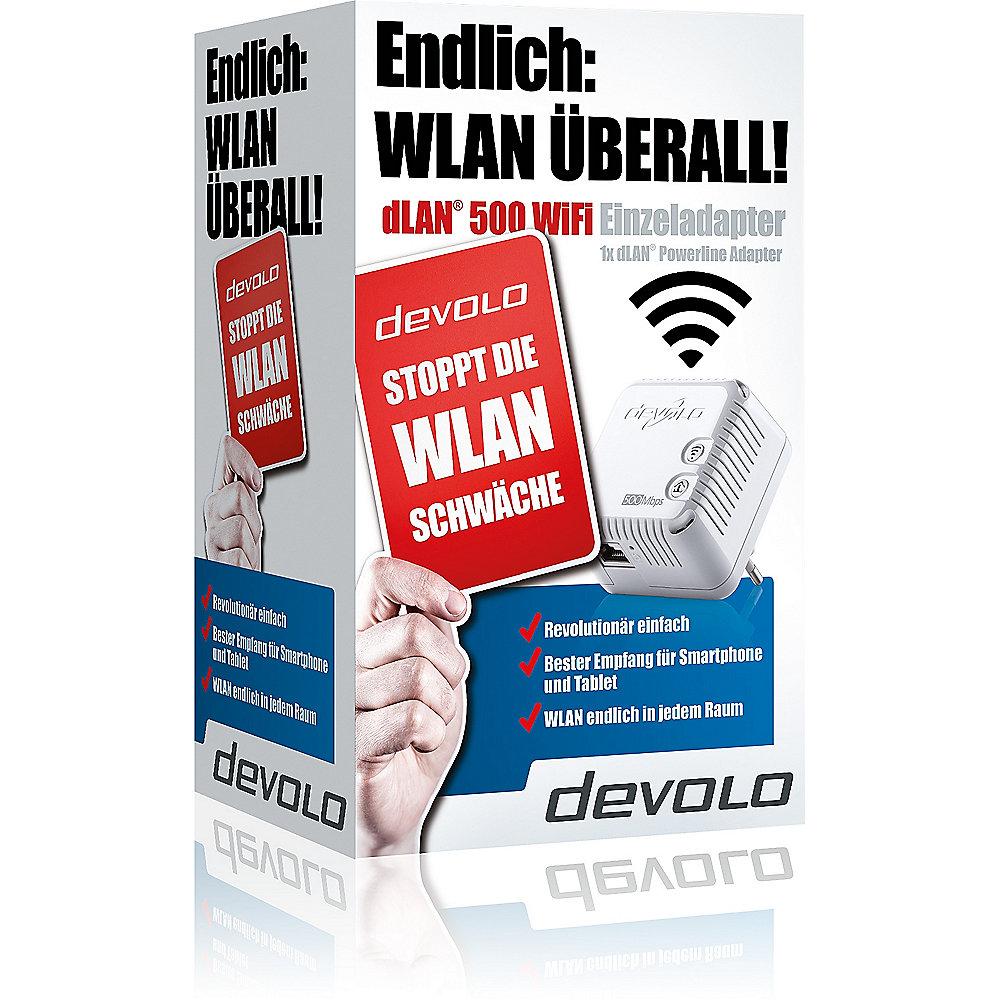 devolo dLAN 500 WiFi (500Mbit, Powerline, 1xLAN, WLAN Repeater, Slim-Design), devolo, dLAN, 500, WiFi, 500Mbit, Powerline, 1xLAN, WLAN, Repeater, Slim-Design,