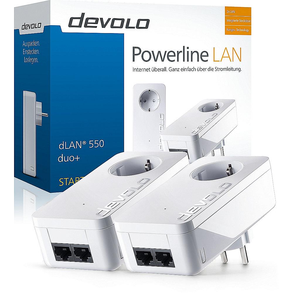 devolo dLAN 550 duo  Starter Kit (500Mbit, 2er Kit, Powerline, 2xLAN, Steckdose)