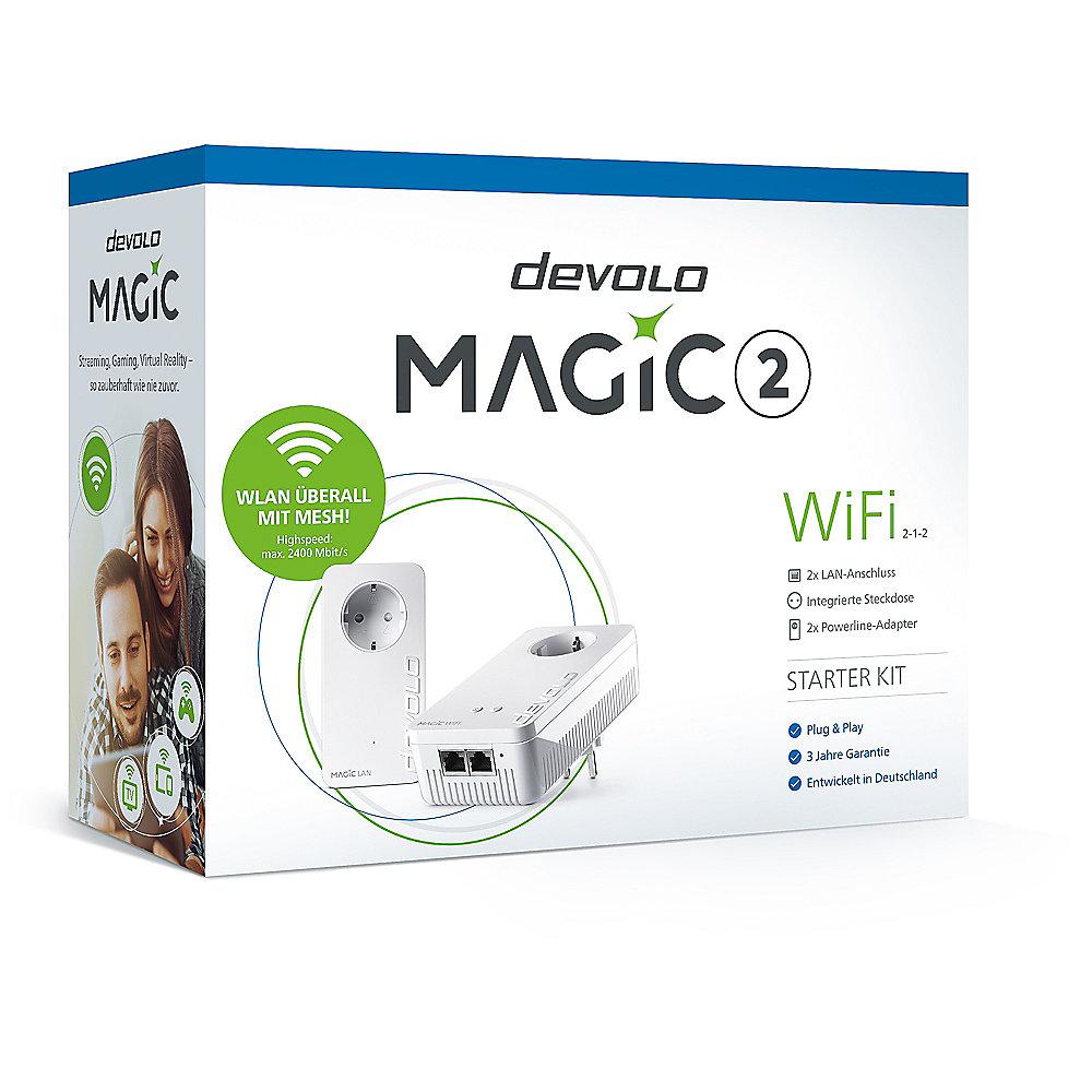 devolo Magic 2 WiFi 2-1-2 Starter Kit (1xWiFi 1xLAN 2400mbps Powerline Adapter), devolo, Magic, 2, WiFi, 2-1-2, Starter, Kit, 1xWiFi, 1xLAN, 2400mbps, Powerline, Adapter,