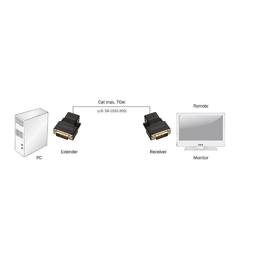 DIGITUS DVI Extender über CAT5 DVI zu LAN St./Bu. schwarz, DIGITUS, DVI, Extender, CAT5, DVI, LAN, St./Bu., schwarz