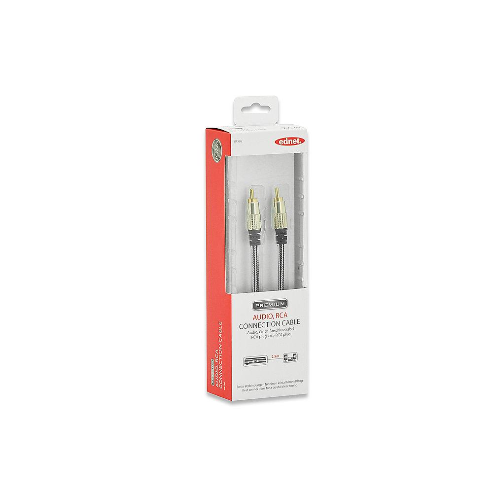 Ednet Cinch Kabel 2,5m Premium Mono Cinch St./St. schwarz