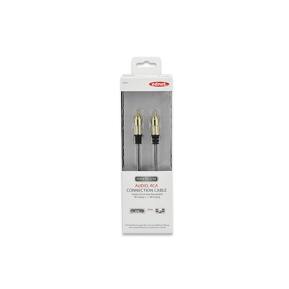 Ednet Cinch Kabel 2,5m Premium Mono Cinch St./St. schwarz