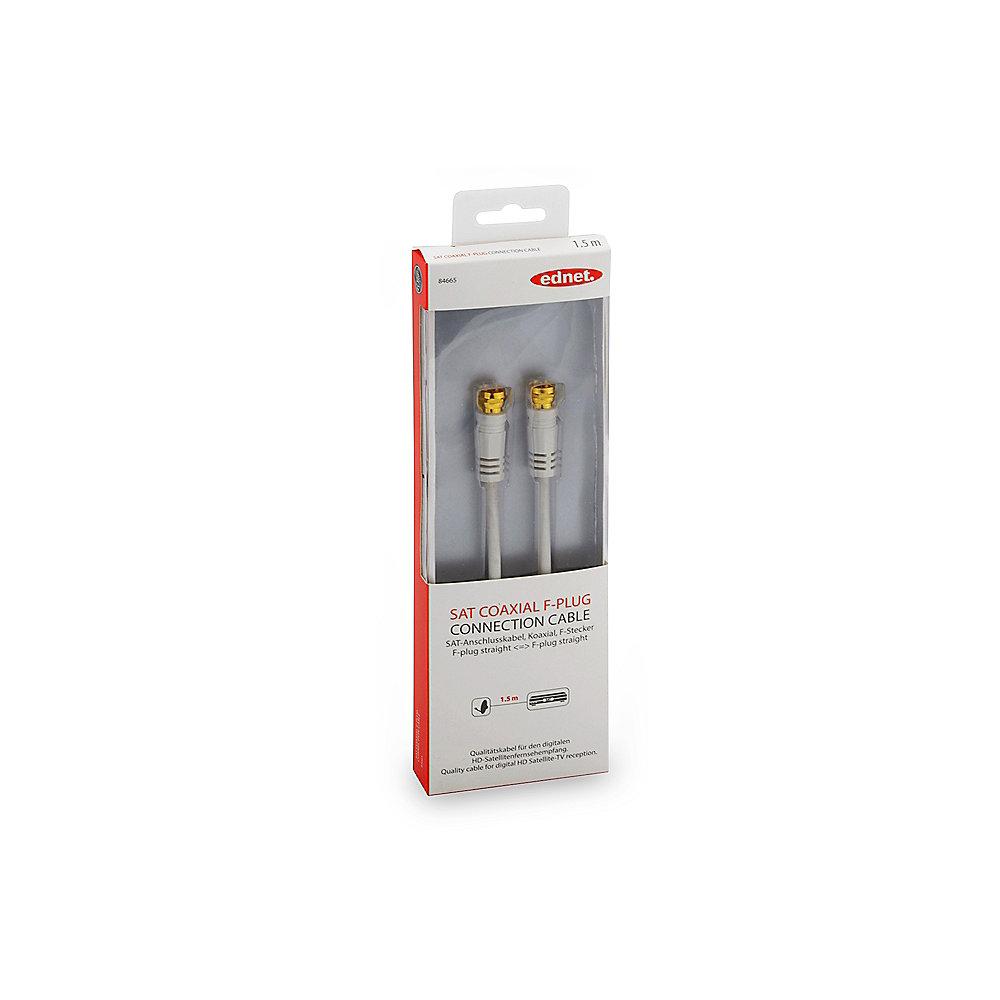 Ednet SAT Anschlusskabel 1,5m Koaxial F-Stecker 90db St./St. weiß