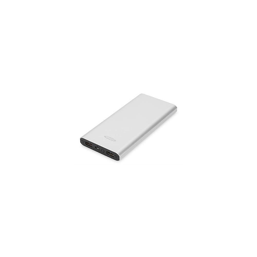 Ednet Slim Line Aluminium Powerbank 10.000 mAh 2x USB silber