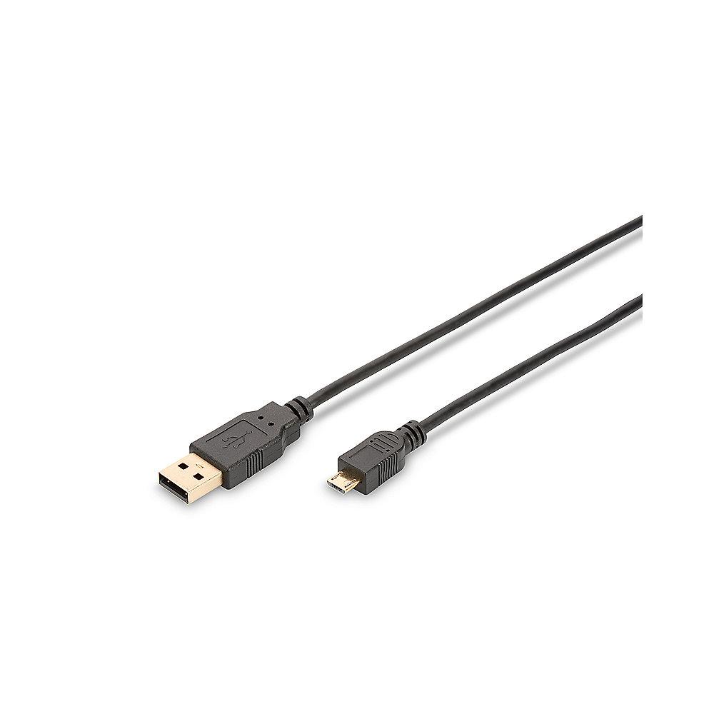 ednet USB 2.0 Anschlusskabel 1,8m A zu micro B vergoldet St./St. schwarz