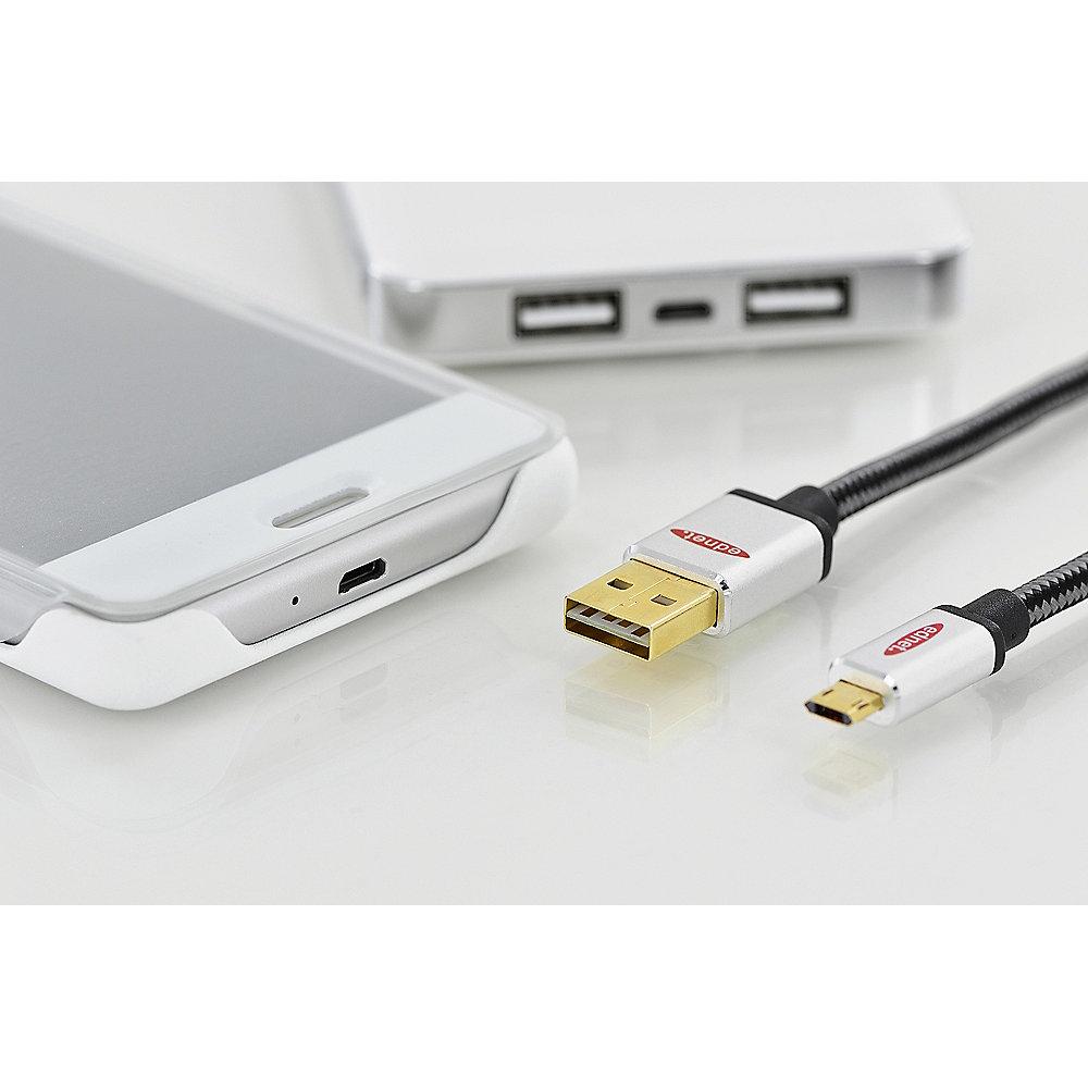 ednet USB 2.0 Anschlusskabel 1,8m A zu micro B wendbar St./St. schwarz