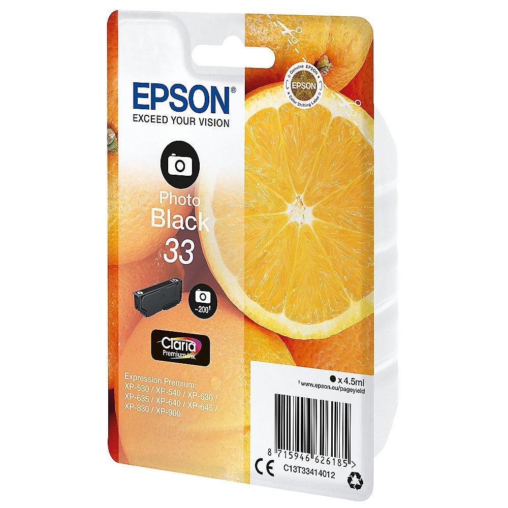 Epson C13T33414012 Druckerpatrone 33 Photo schwarz Claria Premium Ink