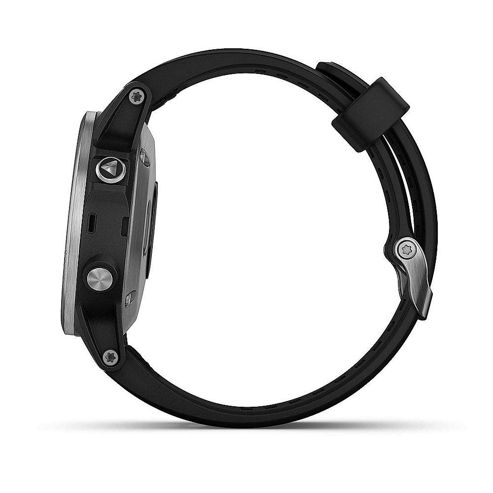 Garmin Fenix 5 Plus GPS-Multisport-Smartwatch silber mit schwarzem Armband