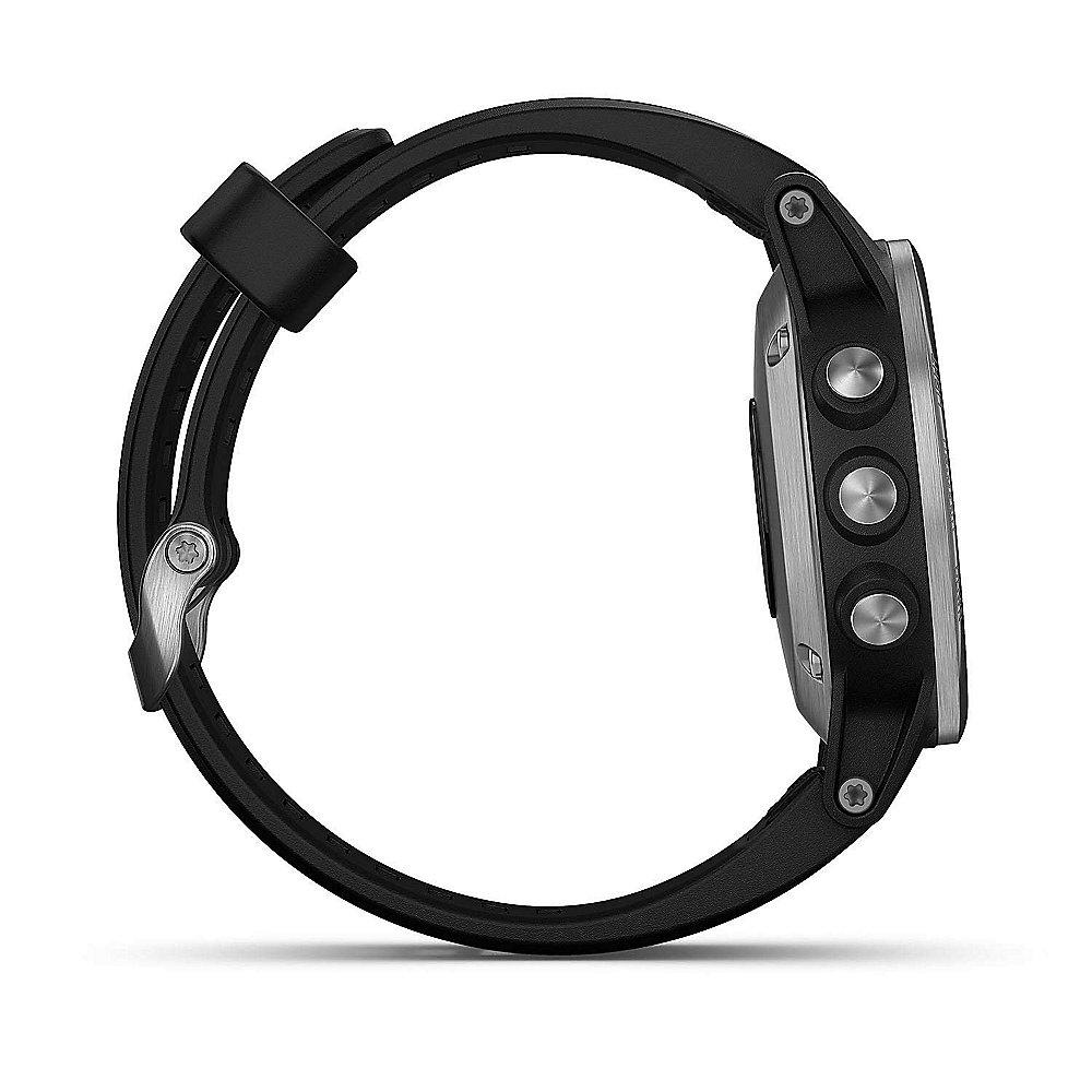 Garmin Fenix 5 Plus GPS-Multisport-Smartwatch silber mit schwarzem Armband