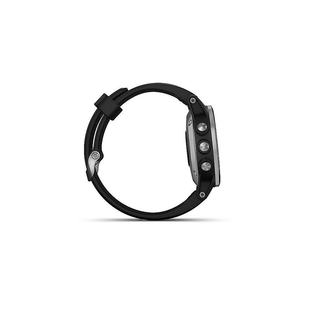 Garmin Fenix 5S Plus GPS-Multisport-Smartwatch silber mit schwarzem Armband, Garmin, Fenix, 5S, Plus, GPS-Multisport-Smartwatch, silber, schwarzem, Armband