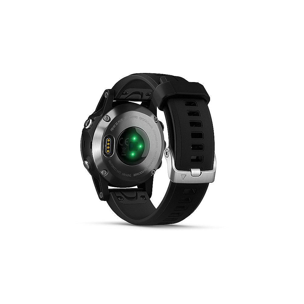 Garmin Fenix 5S Plus GPS-Multisport-Smartwatch silber mit schwarzem Armband
