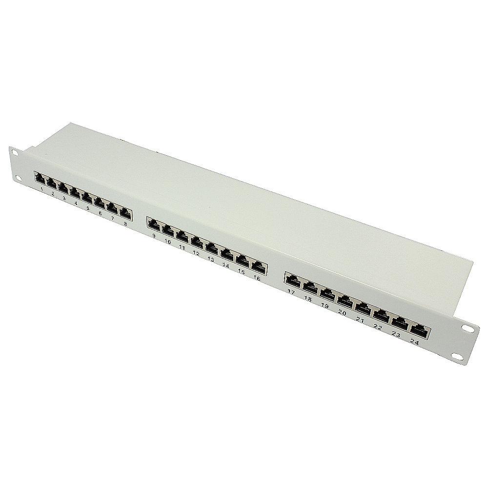 Good Connections Patch Panel 19" Zoll CAT6A geschirmt STP 1HE 24-Port grau