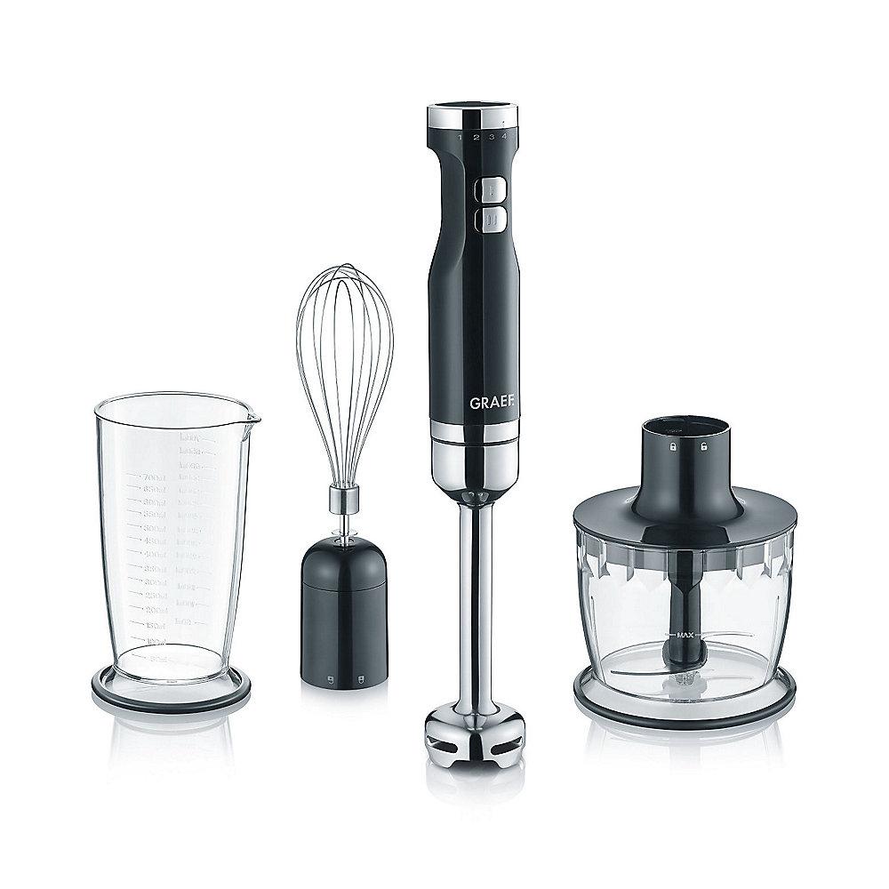 Graef HB 502 Stabmixer mit 3-teiligem Zubehör-Set, schwarz