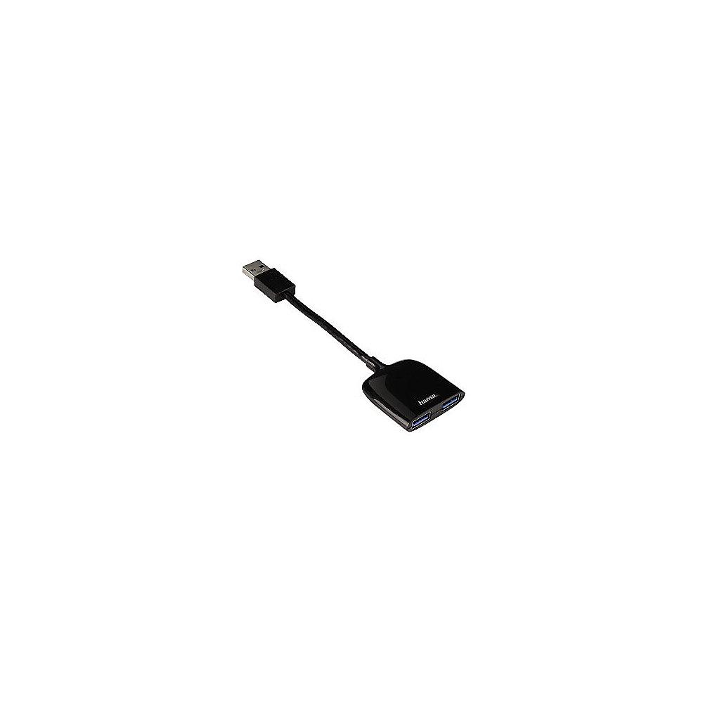 Hama USB-3.0-Hub 1:2 "Mobil", schwarz