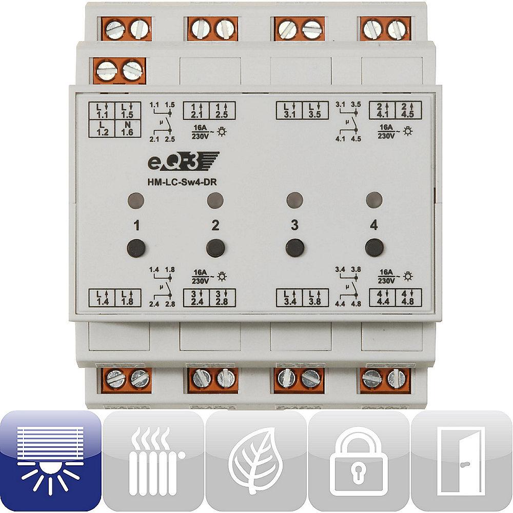 HomeMatic Funk-Schaltaktor 4-fach Hutschienenmontage HM-LC-Sw4-DR-2