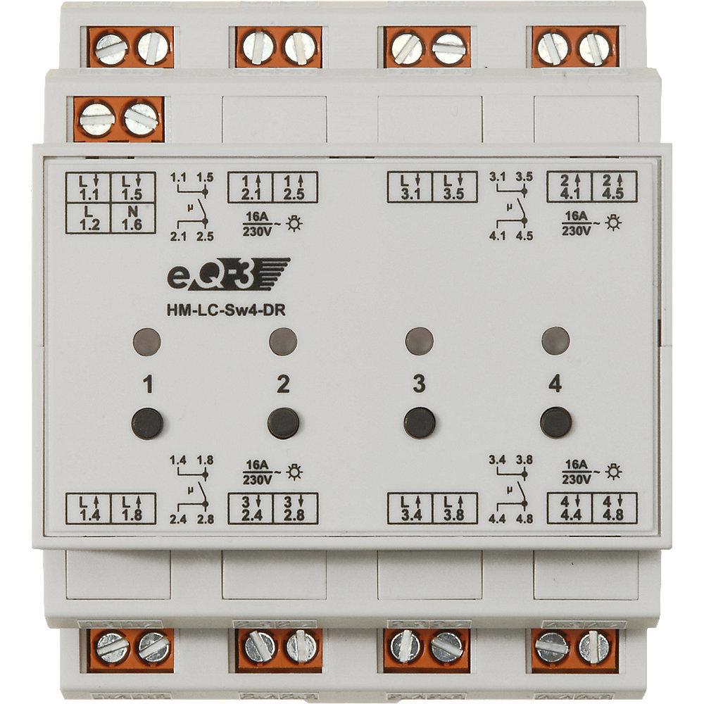 HomeMatic Funk-Schaltaktor 4-fach Hutschienenmontage HM-LC-Sw4-DR-2