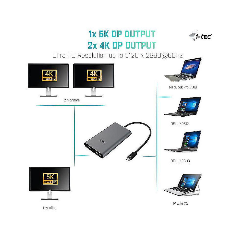 i-tec Thunderbolt3 zu Dual Display Port Video Adapter grau 1x5K oder 2x4K, i-tec, Thunderbolt3, Dual, Display, Port, Video, Adapter, grau, 1x5K, oder, 2x4K