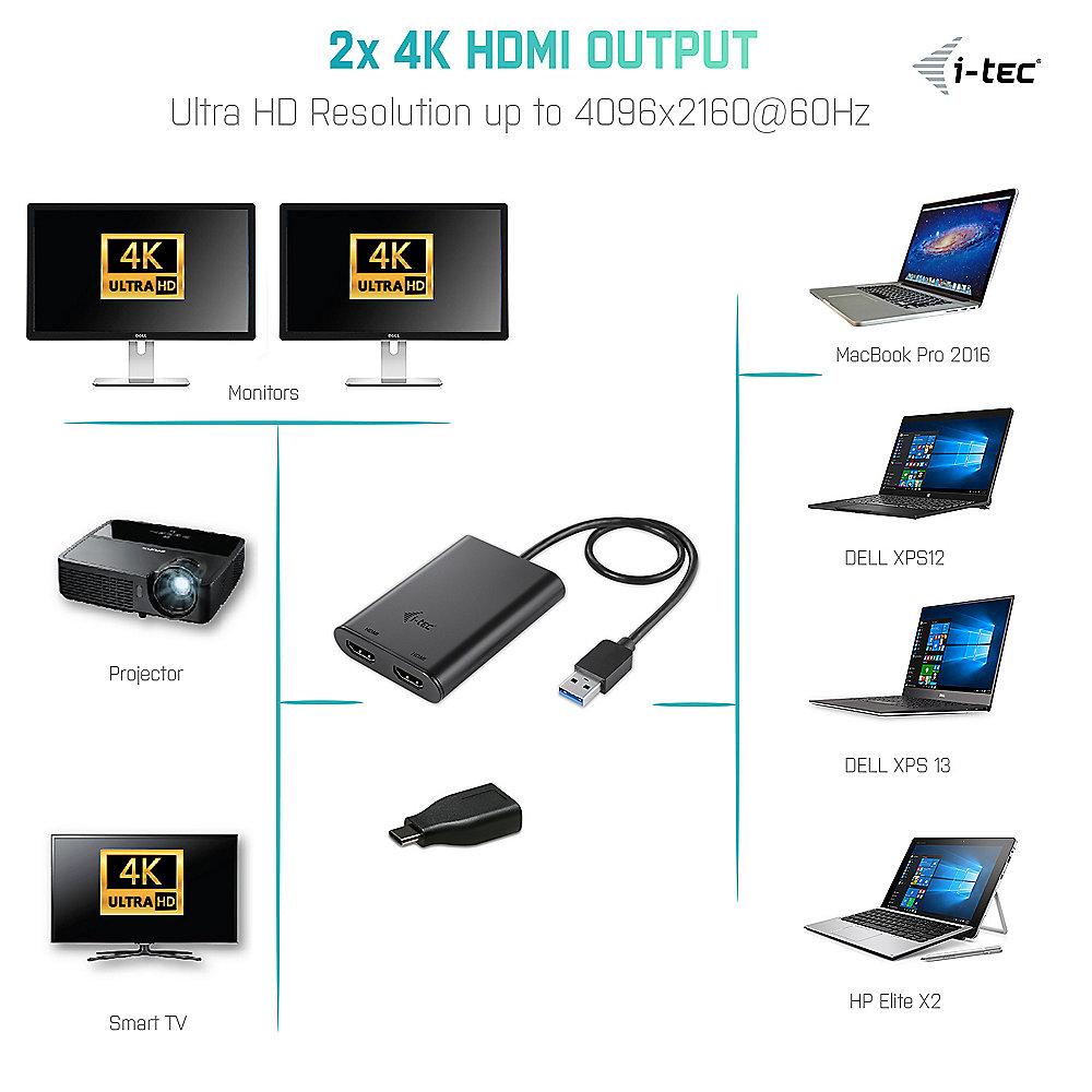 i-tec U3DUAL4KHDMI USB-C zu Dual HDMI Port Videoadapter 4K Ultra HD Android