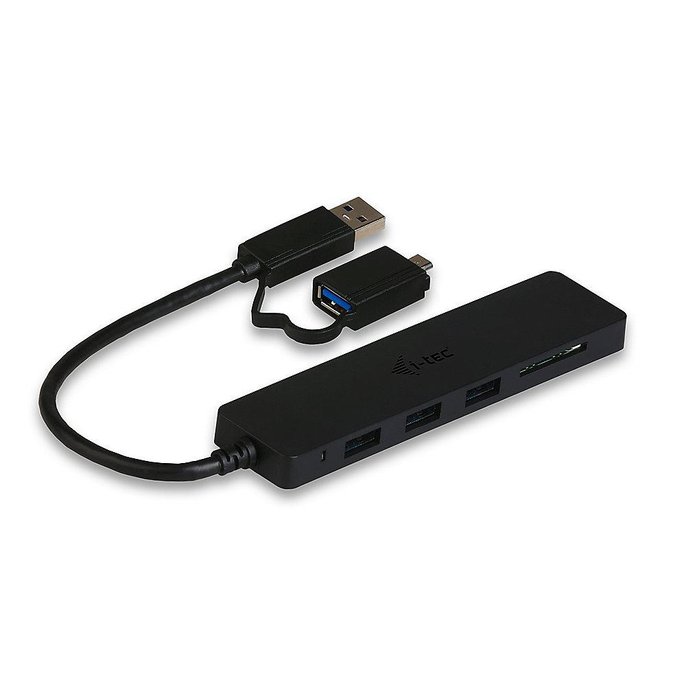 i-tec USB 3.0 Slim HUB 3-Port mit Speicherkartenlesegerät und OTG Adapter, i-tec, USB, 3.0, Slim, HUB, 3-Port, Speicherkartenlesegerät, OTG, Adapter