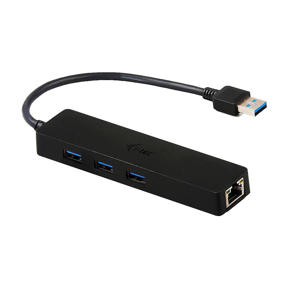 i-tec USB HUB Slim 3-Port USB 3.0   RJ-45 Gigabit Ethernet Adapter schwarz, i-tec, USB, HUB, Slim, 3-Port, USB, 3.0, , RJ-45, Gigabit, Ethernet, Adapter, schwarz