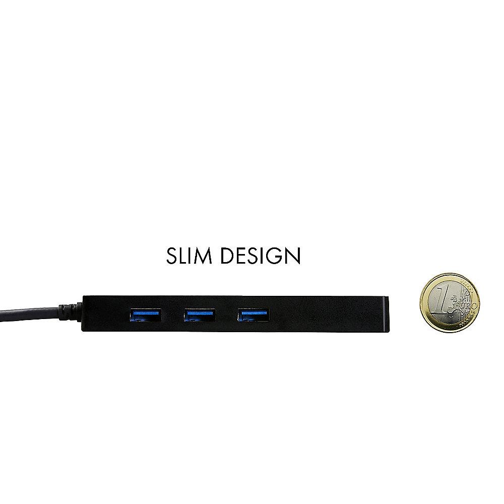 i-tec USB HUB Slim 3-Port USB 3.0   RJ-45 Gigabit Ethernet Adapter schwarz, i-tec, USB, HUB, Slim, 3-Port, USB, 3.0, , RJ-45, Gigabit, Ethernet, Adapter, schwarz